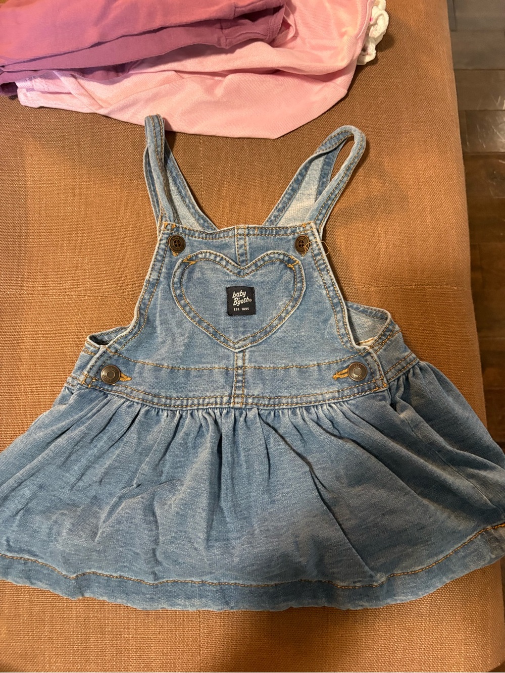 Denim Heart Pinafore Skirt - Blue